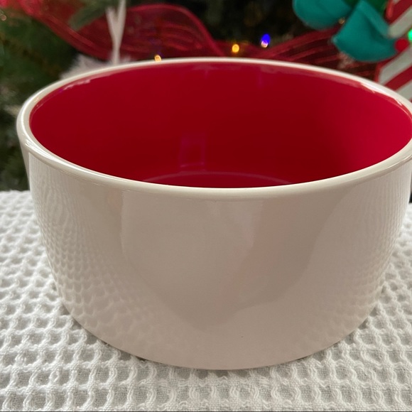RAE DUNN ‘SANTA PAWS’ Pet Bowl. NWOT. 
Cream with Black LL, Red inside. - Picture 6 of 8